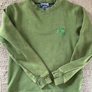 Section 119 Green Sweater with Embroidered Turtle Design Small